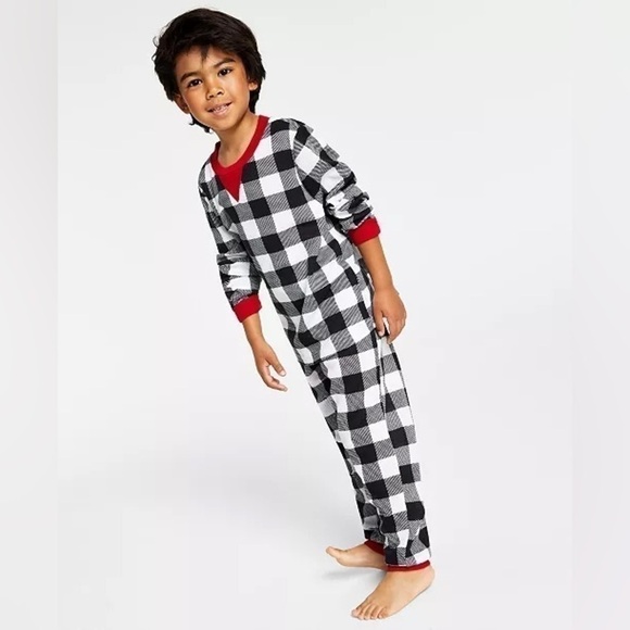 FAMILY PAJAMAS Kid's Lightweight Thermal Waffle Buffalo Check PJ Set 4-5 XS - Picture 1 of 9